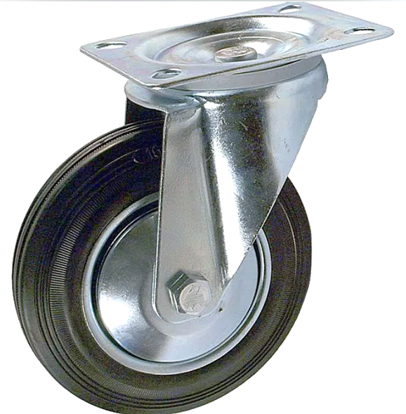 Колесо промышленное поворотное, резиновое. SIZE:5&quot;(125мм) Нагрузка 90кг,  SC 55