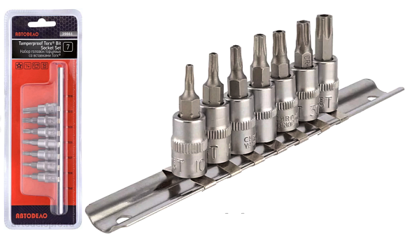 39838 Набор головок вставка TORX 5лучей 7пр  1/4&quot; ТS10-TS40 АвтоДело