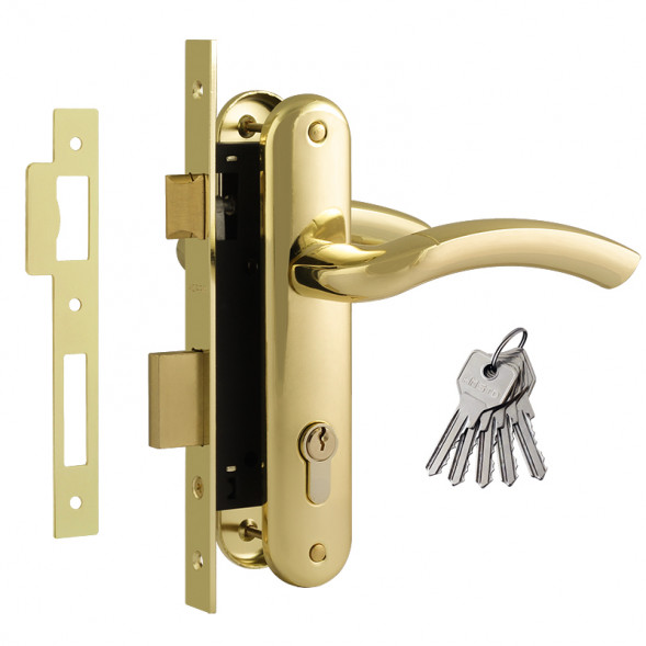 Замок врезной №23-70 Л (золото)  &quot;Нора-М&quot;