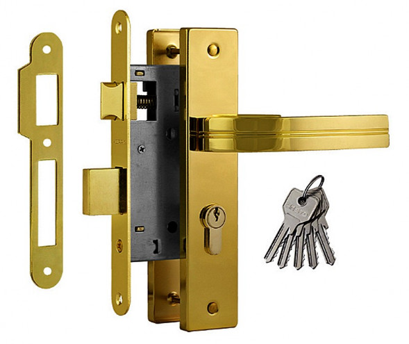 Замок врезной 106-55 мм (золото)