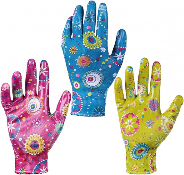 А-40 Перчатки нейлоновые 13 класс вязки с нитрил.точкой САДОВЫЕ (12 шт)