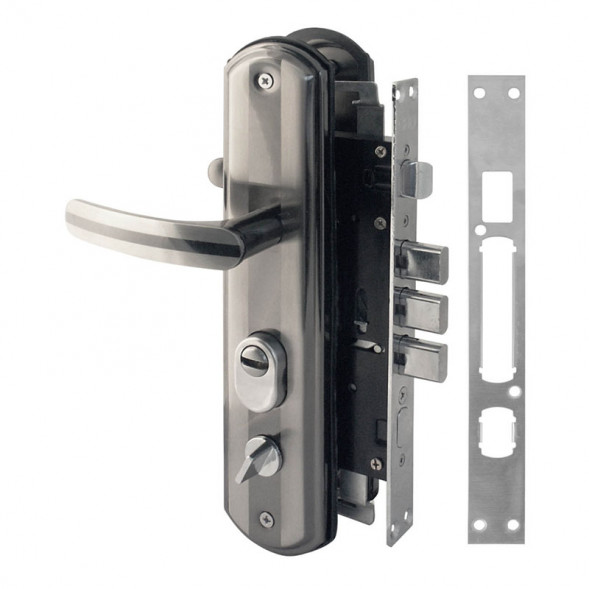 Замок врез. N200-68 ECO П (мат.хром-черн.никель)  &quot;Нора-М&quot;