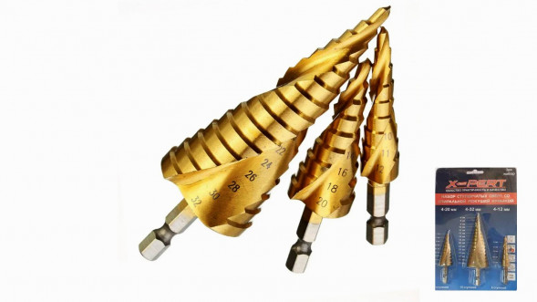 Набор СПИРАЛЬ сверло ступенчатое из 3 X-PERT