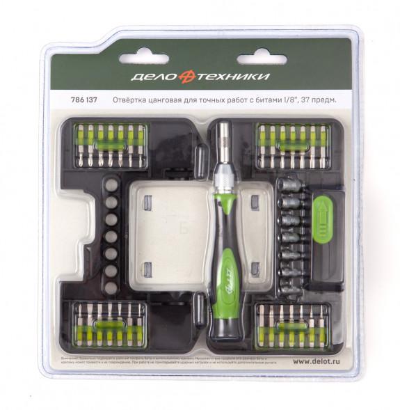 786137 Отвертка цанговая для точных работ сбитами 1/8&quot;, 37 предм.