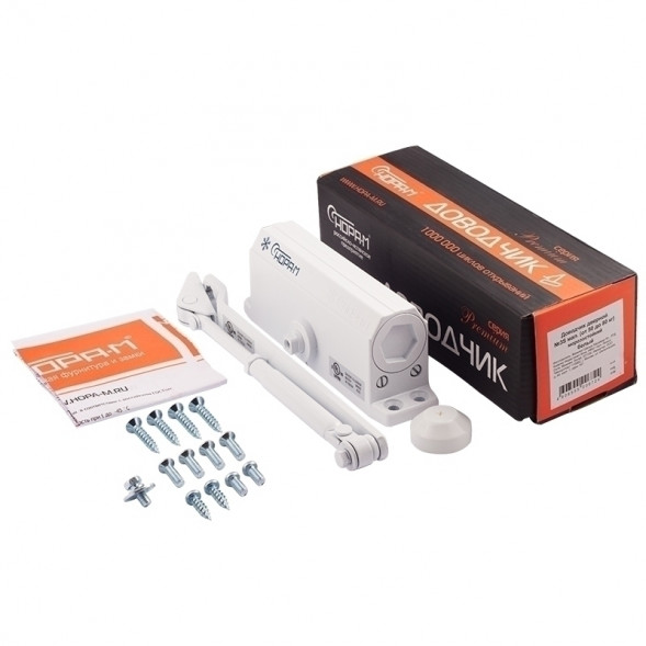 Доводчик №3S мал. (до 80кг) (белый) морозостойкий "Нора-М"