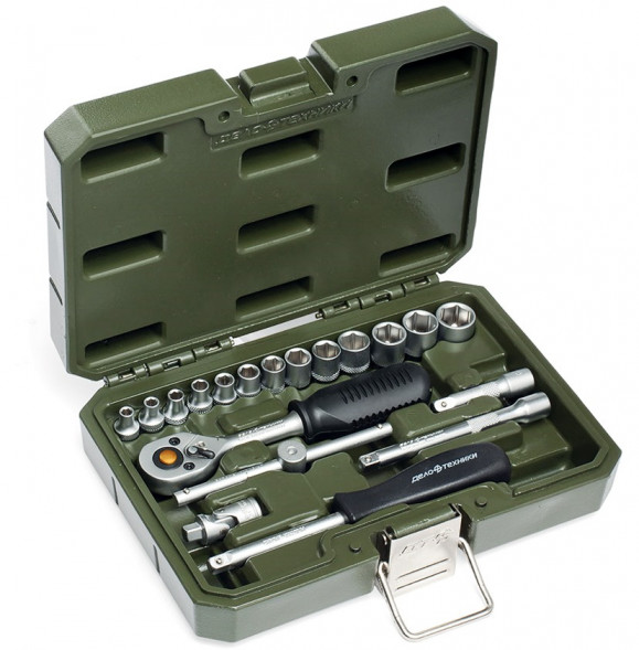 600719 Набор головок 6-гр.с трещоткой 1/4&quot; 19предм.