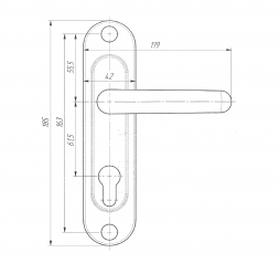 Фурнитура (ручка на планке) РФ1-60.02 (медь)