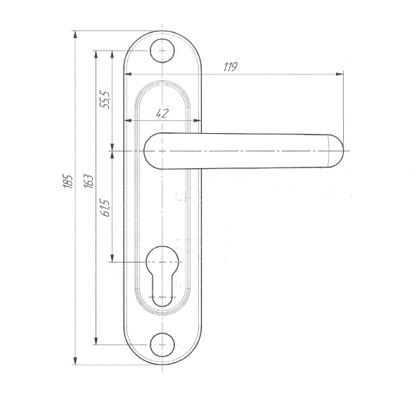Фурнитура (ручка на планке) РФ1-60.02 (медь)