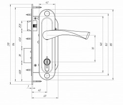 Замок врезной ЗЕНИТ ЗВ7-70.4 (медь)