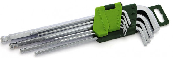 562092 Набор ключей шестигр.с шаром 9шт.длинных (1.5;2;2.5;3,4;5;6;7;8;10мм)&quot;ДТ&quot; (10шт)