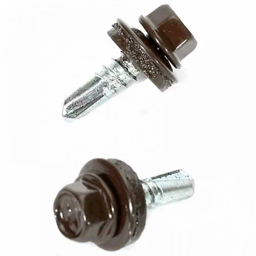 Саморез кровельный 5,5x19 RAL 8017 шоколадно-коричневый, по металлу (250шт.)