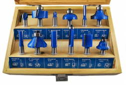 Набор фрез по дереву 12 предметов деревянная коробка (С)