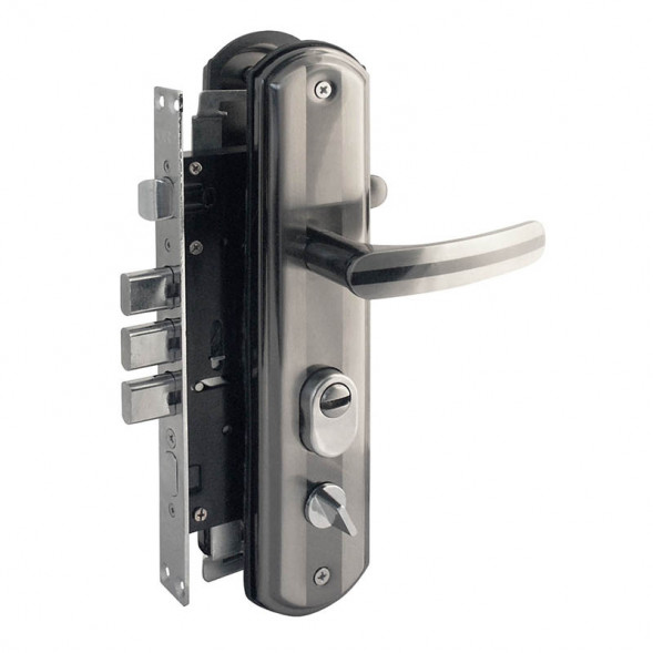 Замок врезной 300-68мм АВТОМАТ Л (мат.никель/черн.никель)  &quot;Нора-М&quot;