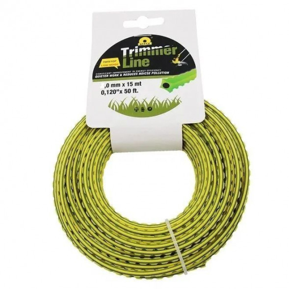 Леска для триммера квадрат зубч. 2,4мм/15м