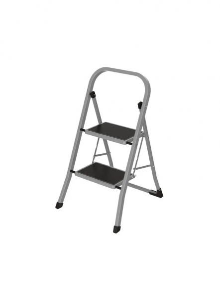 Стремянка стальная с широкими ступенями черная 2 ст