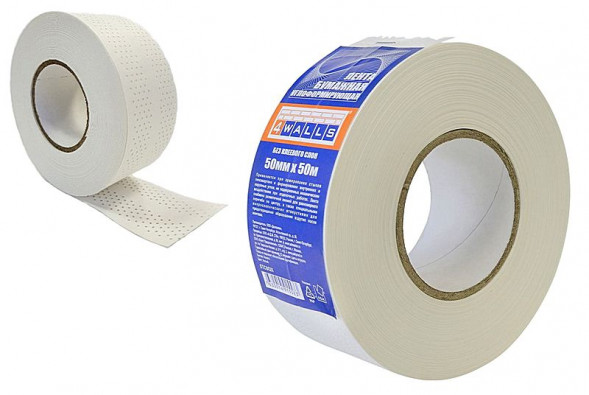 Лента бумажная углоформирующая 50мм*50м с перфорацией  4WALLS STC002K /20