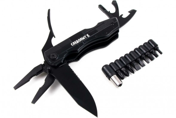 Мультитул (плоскогубцы) &quot;СЛЕДОПЫТ-ARMADA&quot;, 112х35х21 мм, 9 предметов, с набором бит, в чехле, в коро