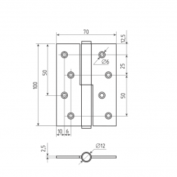Петля ПН1-85 правая цинк (100) МТ