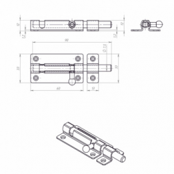 Задвижка накладная (шпингалет) ЗТ-06 цинк