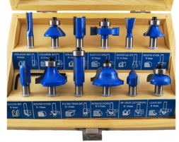 Набор фрез по дереву 12 предметов деревянная коробка (S)