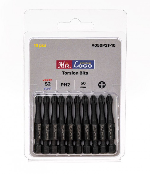 Насадки Mr.Logo 50PH2 Torsion черный на блистере JAPAN  (10 шт)
