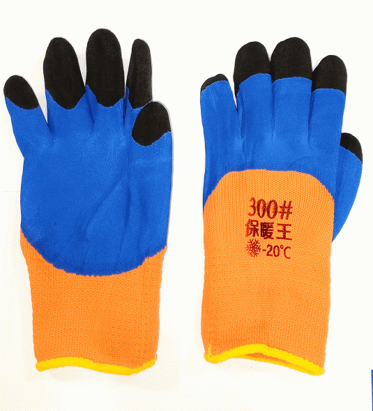 А-68 Перчатки оранжевые  ЗАЛИВКА СИНЯЯ ЧЕРНЫЕ ПАЛЬЦЫ (10шт)