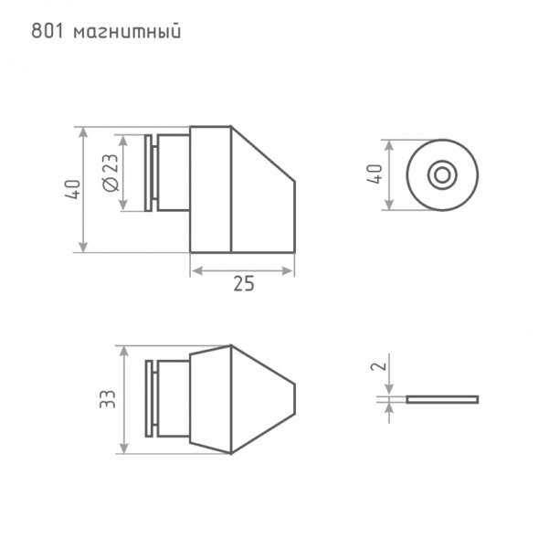 Ограничитель магнит. 801 (мат.золото)  &quot;Нора-М&quot;