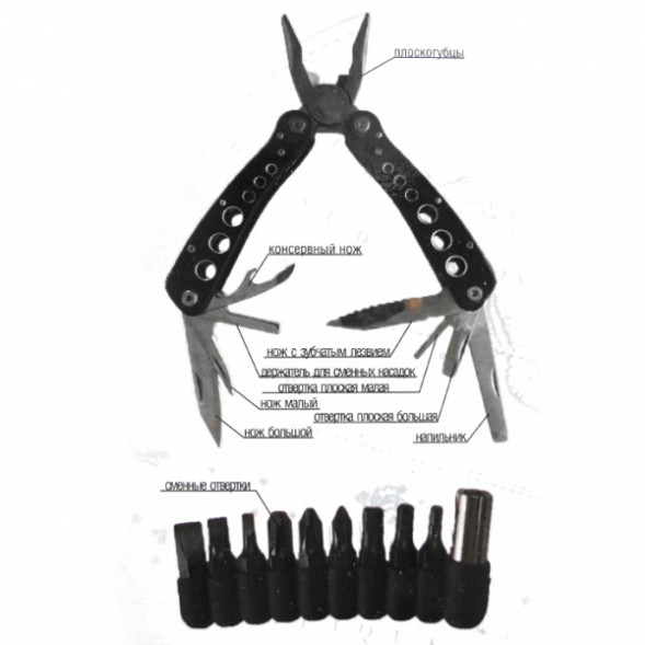 Мультитул (плоскогубцы) &quot;СЛЕДОПЫТ&quot;, 11 предметов, в чехле, в коробке/60/
