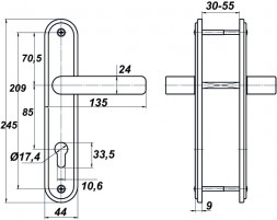 Ручка НР 0701 85мм к замкам МЕТТЭМ (медный антик)