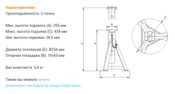 900203 Подставки страховочные 3 тонны, 295-438 мм, 2 шт