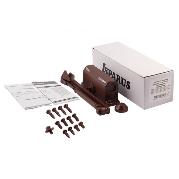 Доводчик ISP 410F фиксация (от 15 до 60кг) морозостойкий (коричневый) ISPARUS