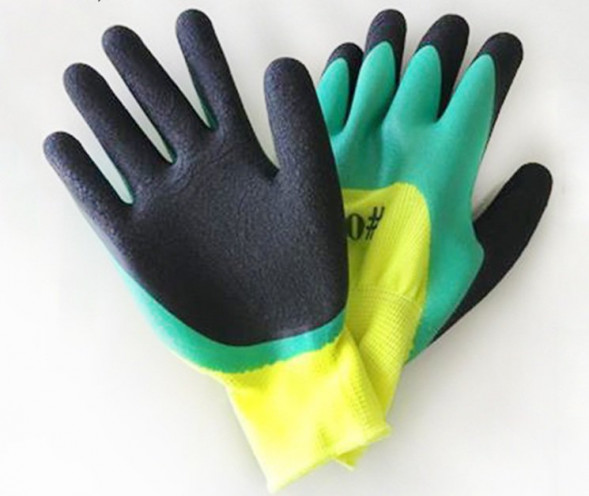 А-60 Перчатки стрейчевые из нейлона со специальным латексным покрытием &quot;Пена&quot; (сал.зел.чер зал.)12шт