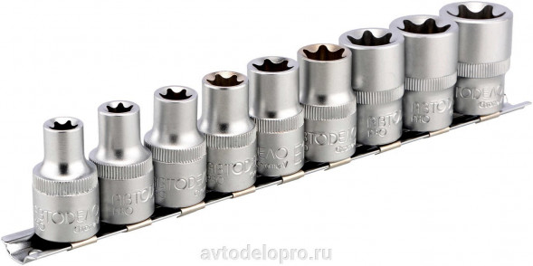 39869 Набор головок TORX E10-E24 (DR1/2, 9пр. планка) PRO АвтоДело