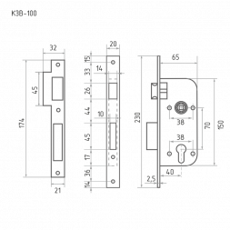 Корпус замка КЗВ-100 (70мм) (хром)  &quot;Нора-М&quot;