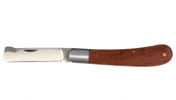 Нож прививочный, складной, нержавеющий L=173мм(73мм прямое лезвие+100мм ручка)