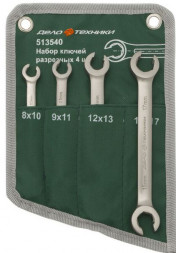 513540 Набор ключей разрезных - 4шт.(8*10,9*11,12*13,15*17) тетрон.сумка (2шт)