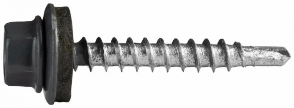 Саморез кровельный 4,8*35 RAL7024 графитовый серый, по дереву (3000шт)
