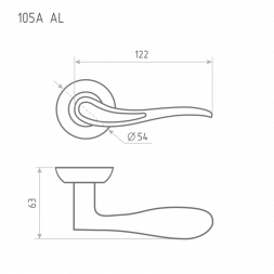 Ручка дверная AL 105А AL хром &quot;Нора-М&quot;