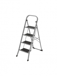 Стремянка стальная с широкими ступенями черная 4 ст