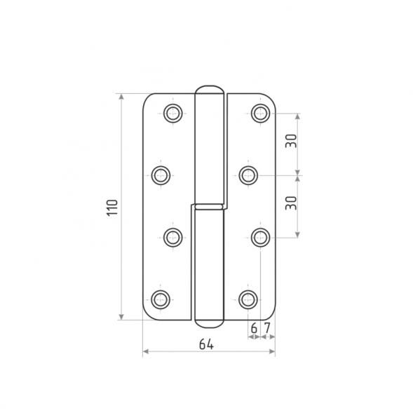 Петля накладная ПН1-110 б/п левая