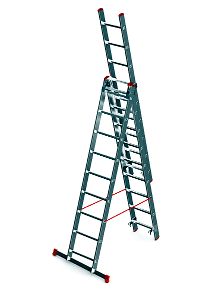 Лестница индустриального типа трехсекционная 3*12 330/574/817, 19,2 кг (399)