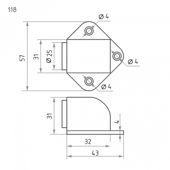 Ограничитель дверной 118 (ст.бронза)  &quot;Нора-М&quot;