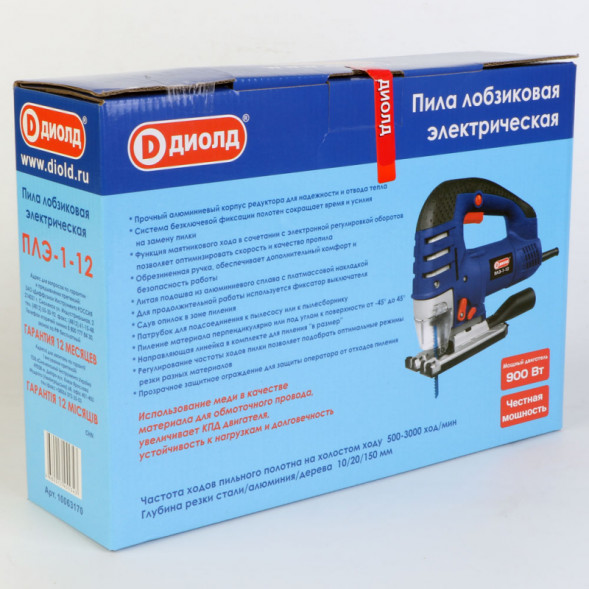 Пила лобзиковая электрическая 800 Вт (ПЛЭ-1-12) &quot;ДИОЛД&quot; ПРОФ (быстрозажимной механизм)