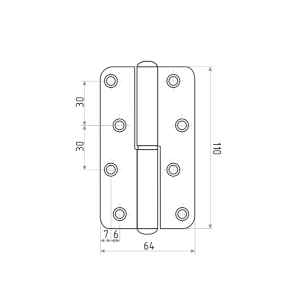 Петля накладная ПН1-110 б/п правая (50) МТ