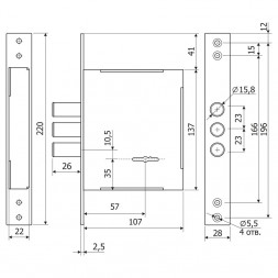 Замок врезной 60.01  Гардиан