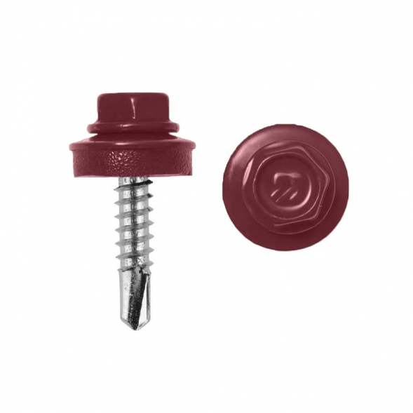 Саморез кровельный 5,5x19 RAL 3005 винно-красный, по металлу (4000 шт.)