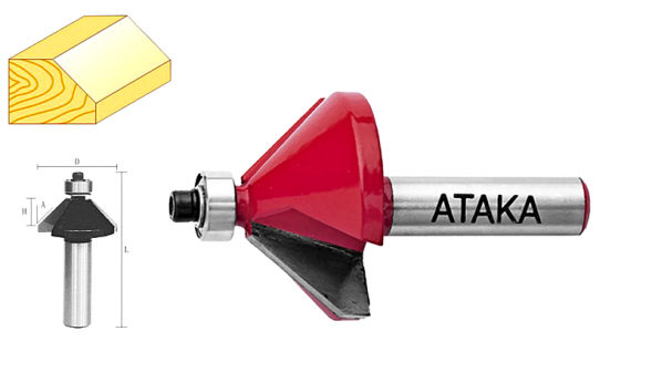 Фреза Атака 131320 кромочная конусная 45  O 8х32 мм =38198=