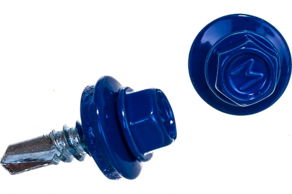 Саморез кровельный 5,5x19 RAL 5005 сигнальный синий, по металлу (4000шт.)