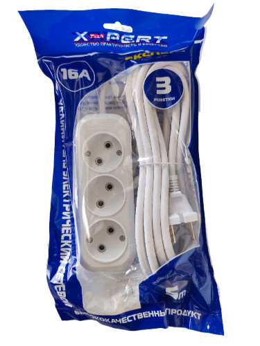 Удлинитель 3м (3-гнезда,без выключателя)