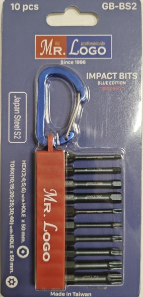 Набор насадок Mr.Logo на карабине Impact 10шт (H3, H4, H5, H6, T10, T15,T20, T25, T30,T40)